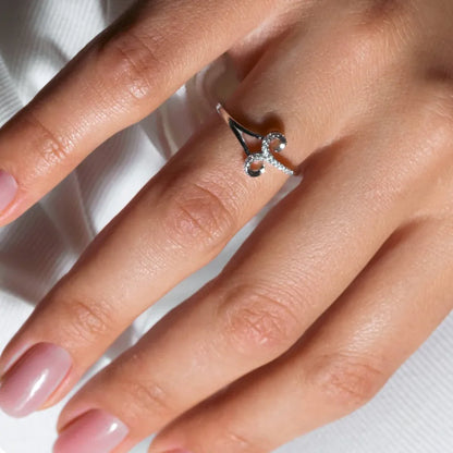 925 Sterling Silver Rhodium Plated Aries CZ Zodiac Sign Ring