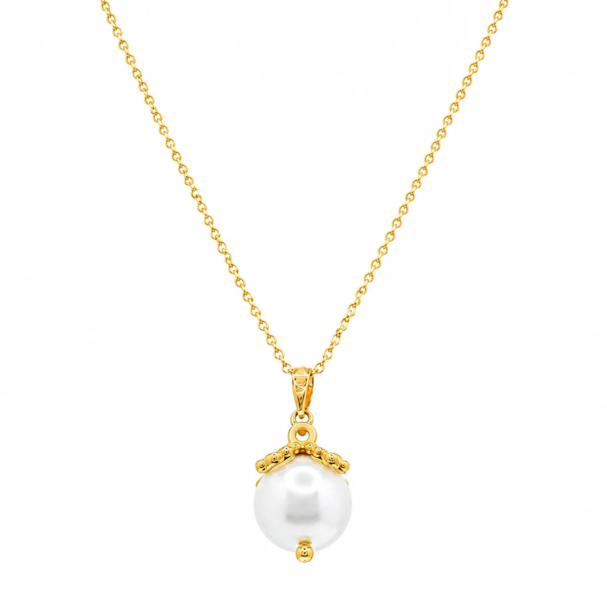 925 Silver Gold Plated CZ & Pearl Dangle Stud Earring and Necklace Set