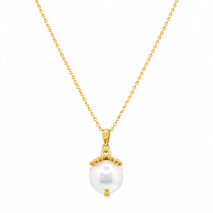 925 Silver Gold Plated CZ & Pearl Dangle Stud Earring and Necklace Set