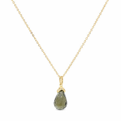 925 Silver Clearance-Gold Plated Green Teardrop CZ Dangle Earring and Necklace Set