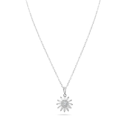 925 Sterling Silver Rhodium Plated Clear Sunflower CZ Sets