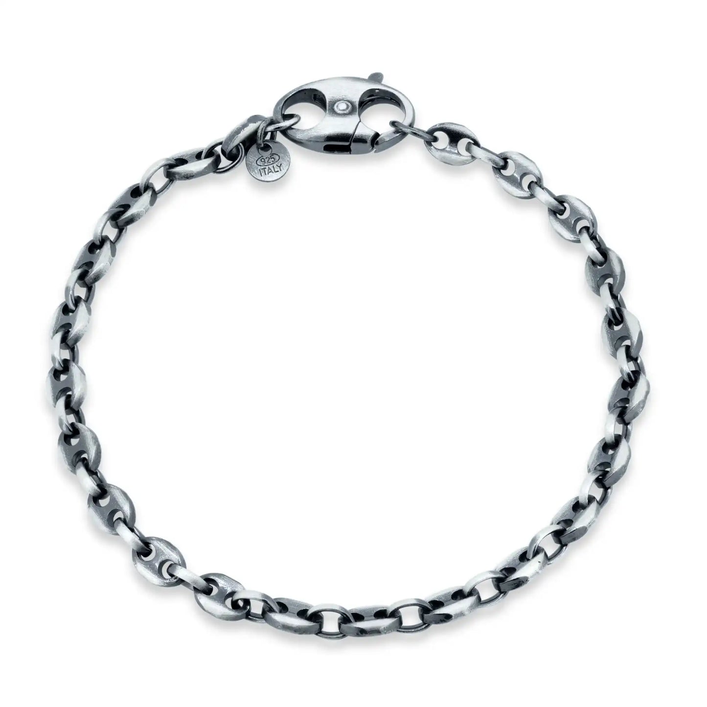 925 Sterling Silver Gun Metal Plated Marina 4.8mm Bracelet