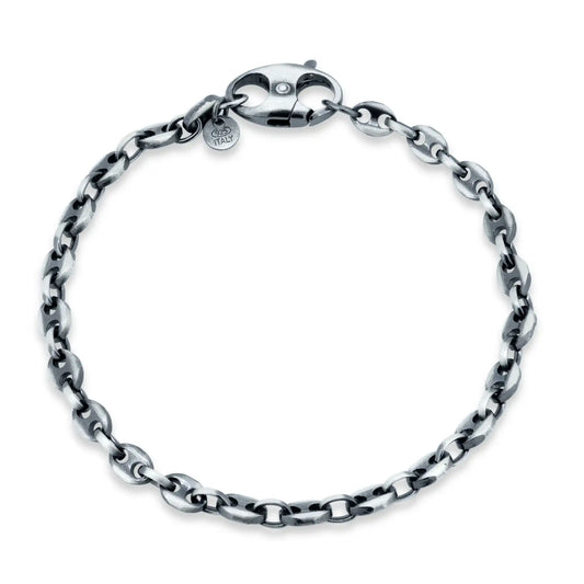 925 Sterling Silver Gun Metal Plated Marina 4.8mm Bracelet
