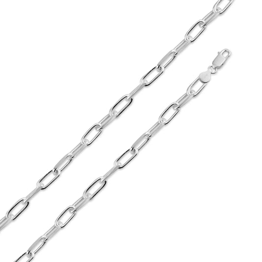 925 Sterling Silver Diamond Cut Paperclip Link 4.6mm Chain