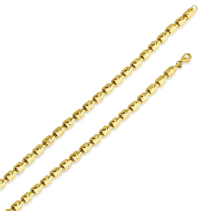 925 Sterling Silver Gold Plated Barrel Arrow Chain 6mm
