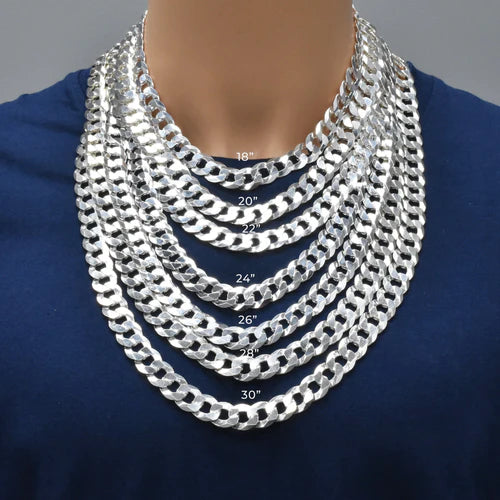 Silver Curb 280 Chain or Bracelet 10mm