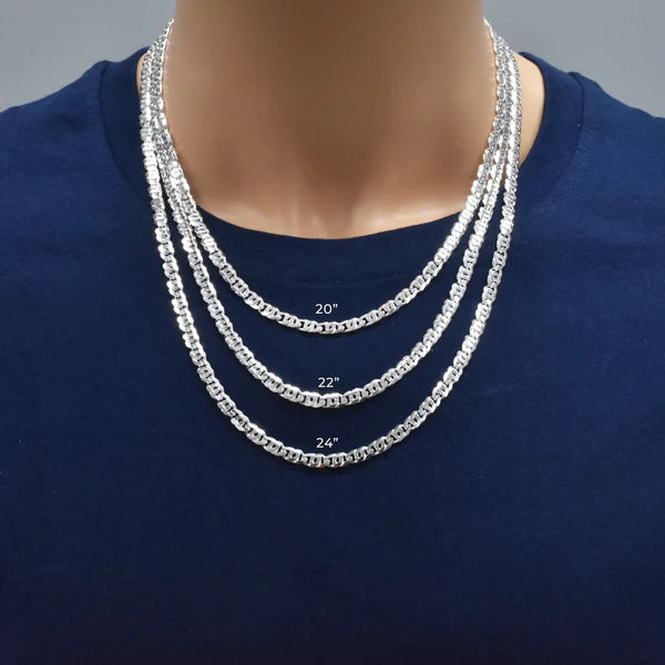 925 Sterling Silver Bird Eye Diamond Cut Curb 120 4.8mm Link Chain
