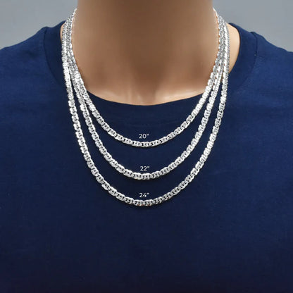 925 Sterling Silver Bird Eye Diamond Cut Curb 120 4.8mm Link Chain