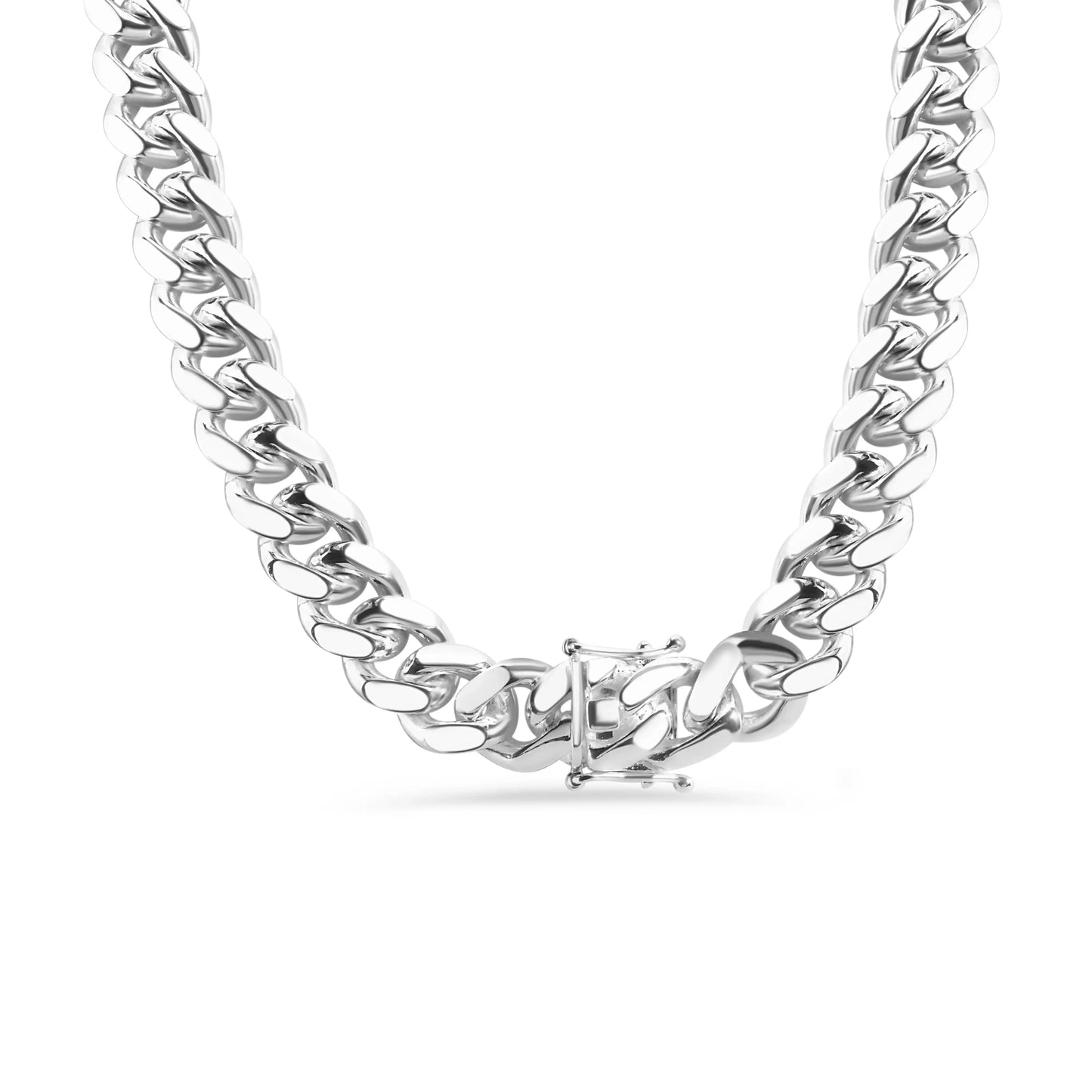 925 Sterling Silver Miami Cuban Box Lock Chain or Bracelet