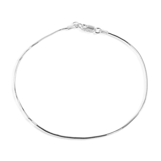 925 Sterling Silver High Polished 8 Sided Snake 025 Anklets 1mm