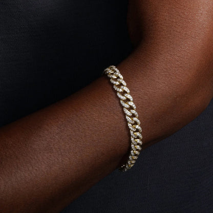 925 Sterling Silver CZ Encrusted Curb Chain or Bracelet
