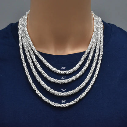 925 Sterling Silver Anti Tarnish Byzantine 4.9mm Chain