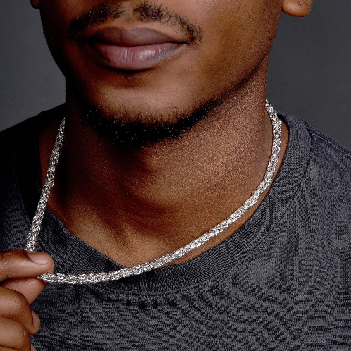 925 Sterling Silver Hollow Byzantine Chain