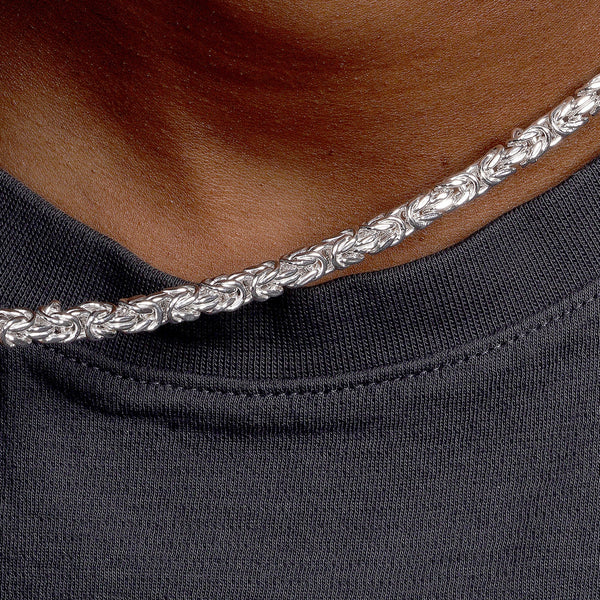 925 Sterling Silver Anti Tarnish Byzantine 4.9mm Chain