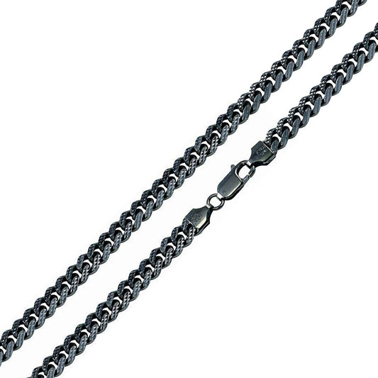 925 Sterling Silver Curb Pyramid Pave Chain or Bracelet