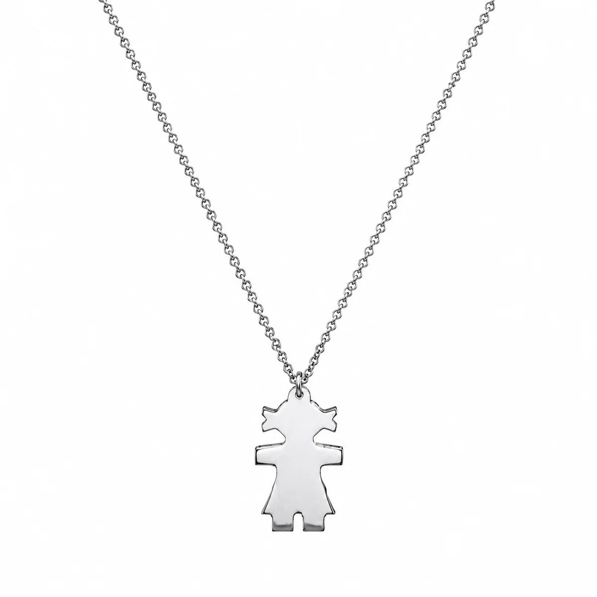 925 Sterling Silver Rhodium Plated Boy & Girl Engraveable Family Pendant Necklace