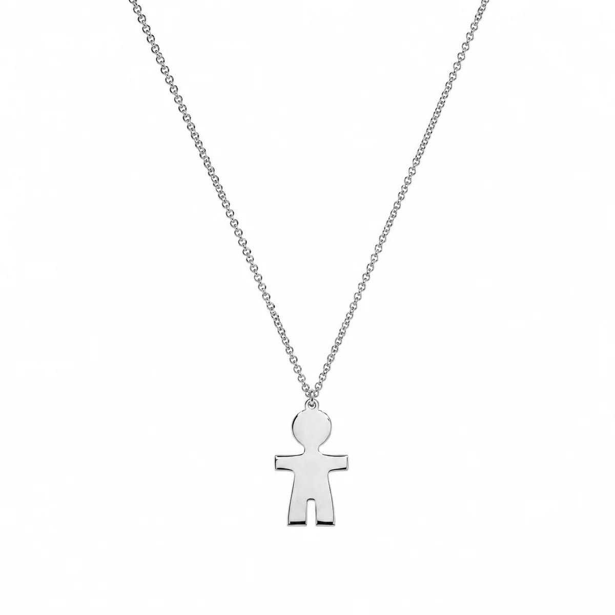 925 Sterling Silver Rhodium Plated Boy & Girl Engraveable Family Pendant Necklace