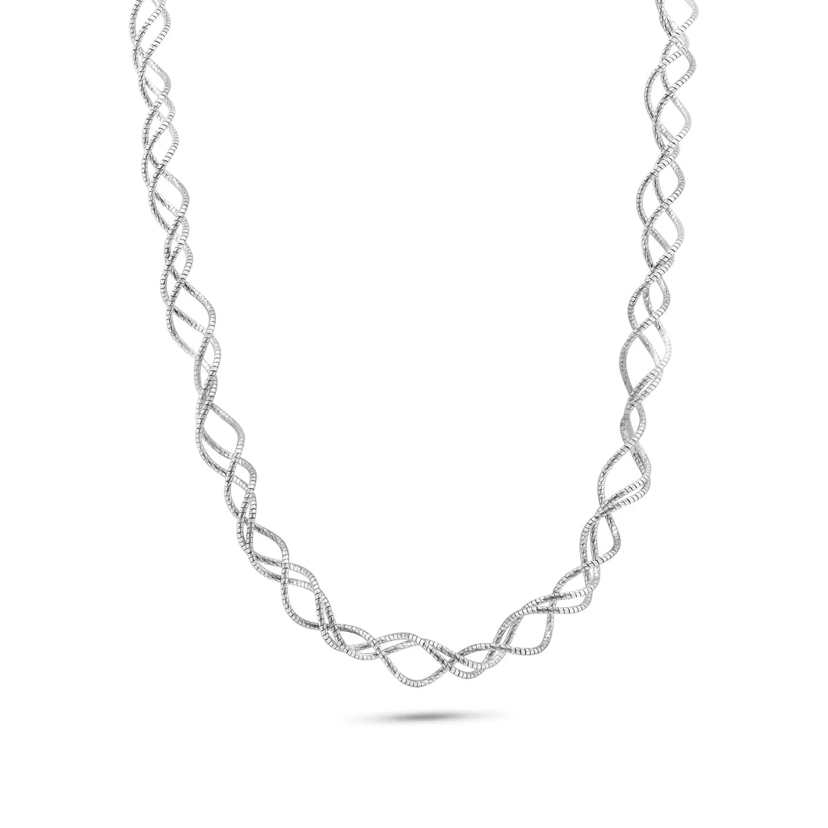925 Sterling Silver Rhodium Plated Triple Twisted Italian Necklace