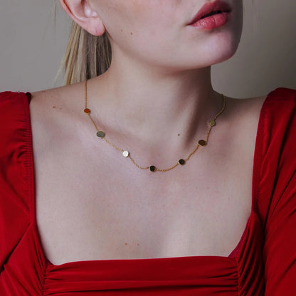 925 Sterling Silver Gold Plated Disc Chain Necklace