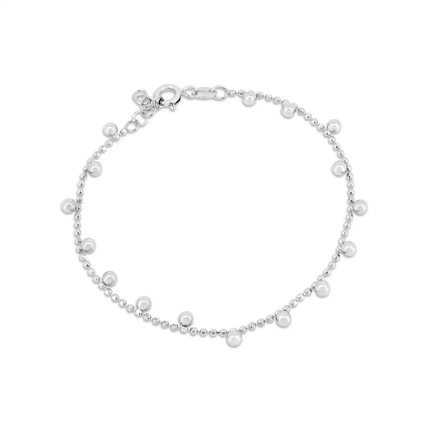 925 Sterling Silver Rhodium Plated DC Bead Bracelet
