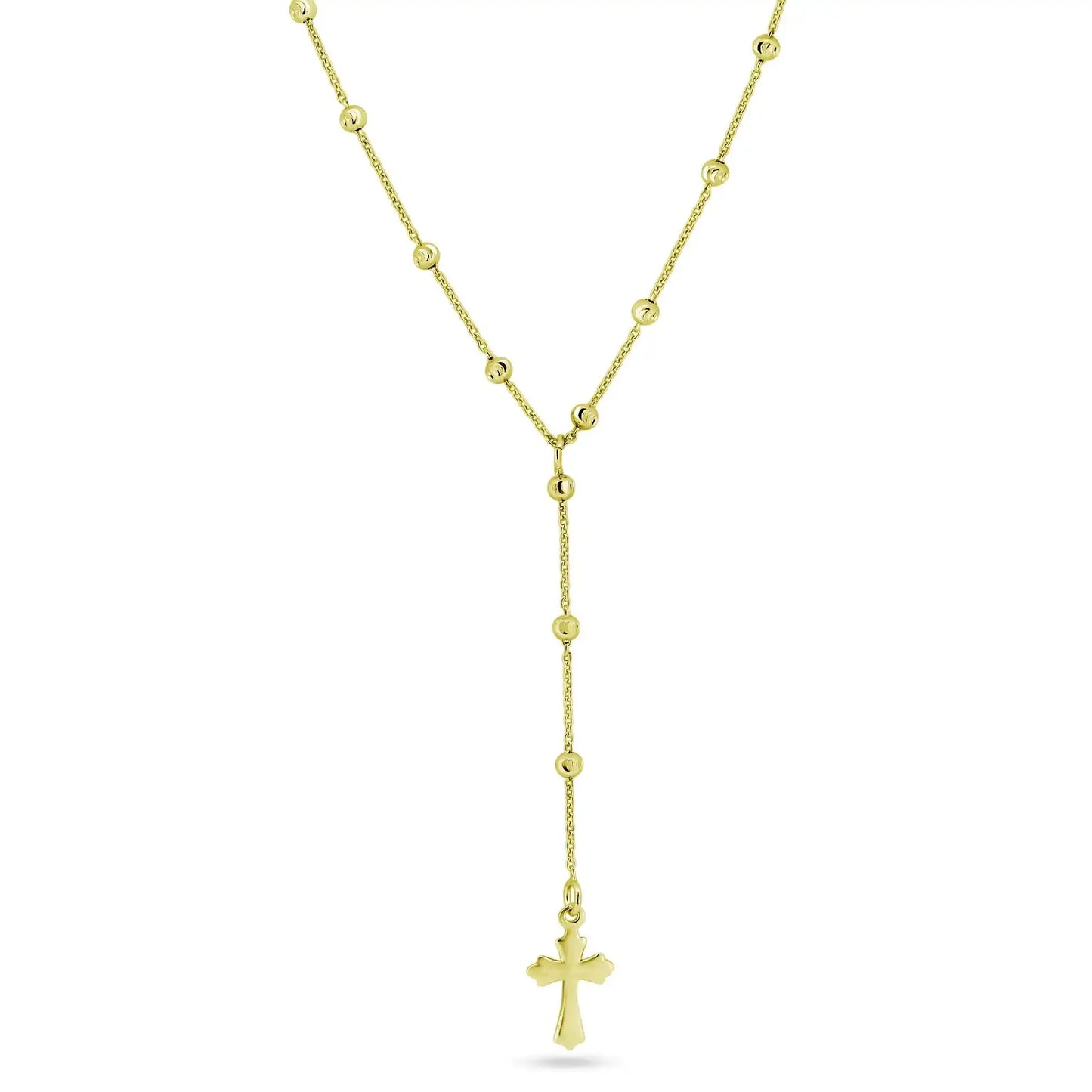 925 Sterling Silver Gold Plated Beaded Rosary Necklace