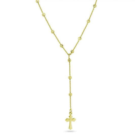 925 Sterling Silver Gold Plated Beaded Rosary Necklace