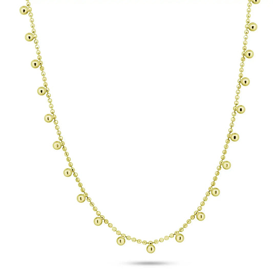 925 Sterling Silver Gold Plated Multi Beaded Dangling Necklace