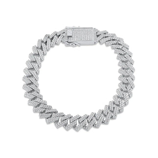 925 Sterling Silver Rhodium Plated Moissanite Encrusted Miami Cuban Link 10.2mm Bracelet