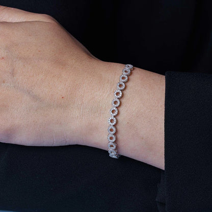 925 Silver Rhodium Plated Bubble Bracelet with Bead Lariat Lock