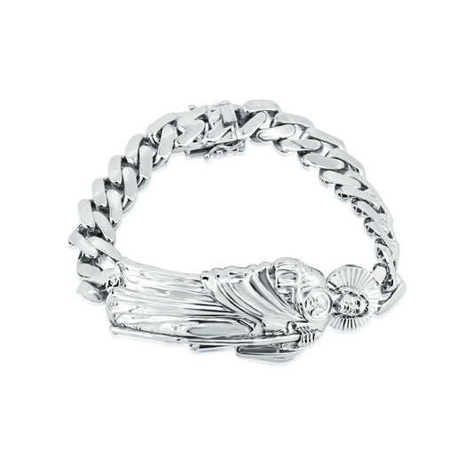 925 Sterling Silver Rhodium Plated St Jude Cuban 10.8mm Cuban Bracelet