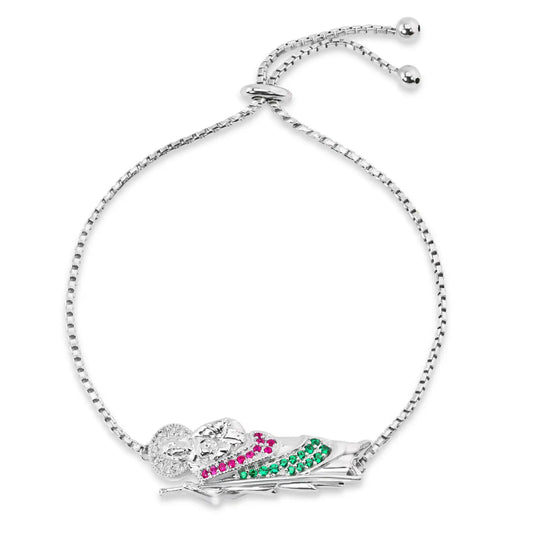 925 Sterling Silver Rhodium Plated St Jude 13mm Cuban Box Lariat Bracelet