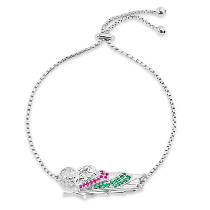 925 Sterling Silver Rhodium Plated St Jude 9.3mm Cuban Box Lariat Bracelet