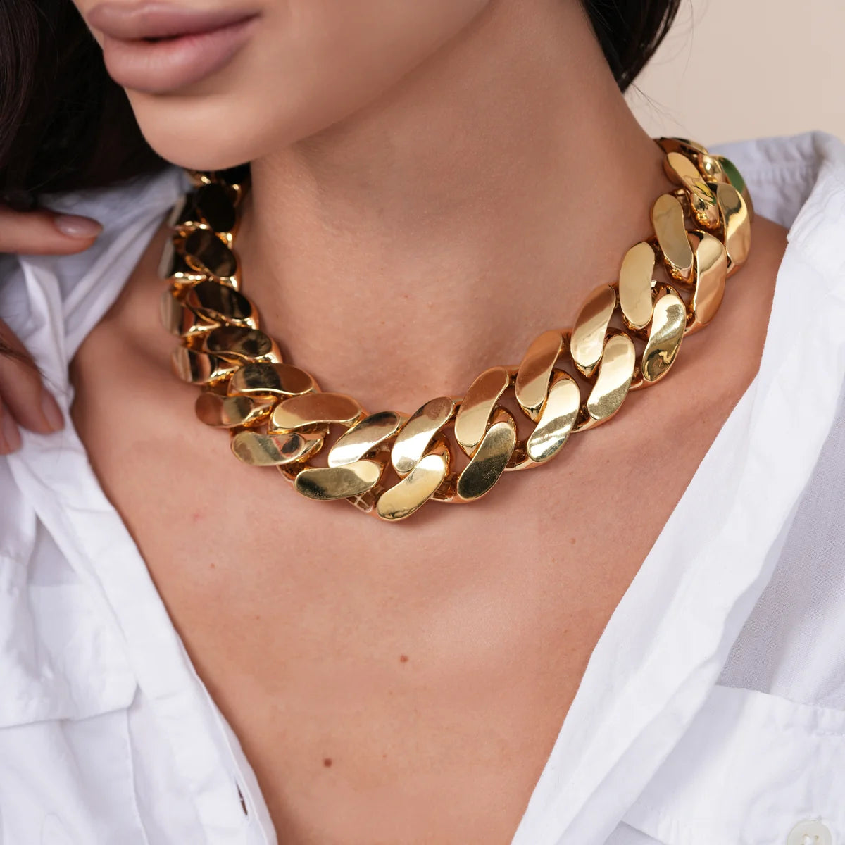 925 Sterling Silver Gold Plated Hollow 30.5mm Miami Cuban Necklace or Bracelet