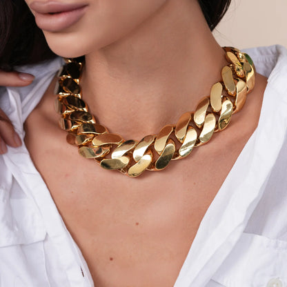 925 Sterling Silver Gold Plated Hollow 30.5mm Miami Cuban Necklace or Bracelet