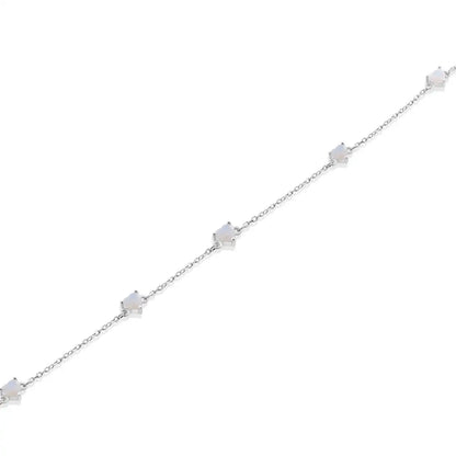 925 Sterling Silver Rhodium Plated Multi Heart Opal Adjustable Bracelet