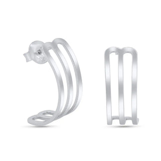 925 Sterling Silver hodium Plated 22mm Semi Hoop Stud Earrings