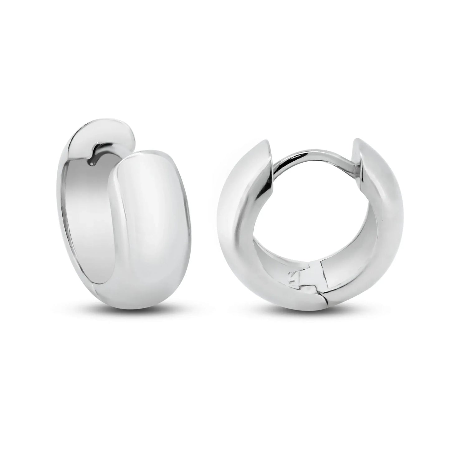925 Sterling Silver Rhodium Plated Dome Huggie Hoop Earrings