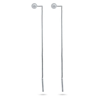 925 Sterling Silver Rhodium Plated Bead Threader Earrings