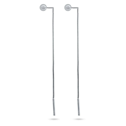 925 Sterling Silver Rhodium Plated Bead Threader Earrings