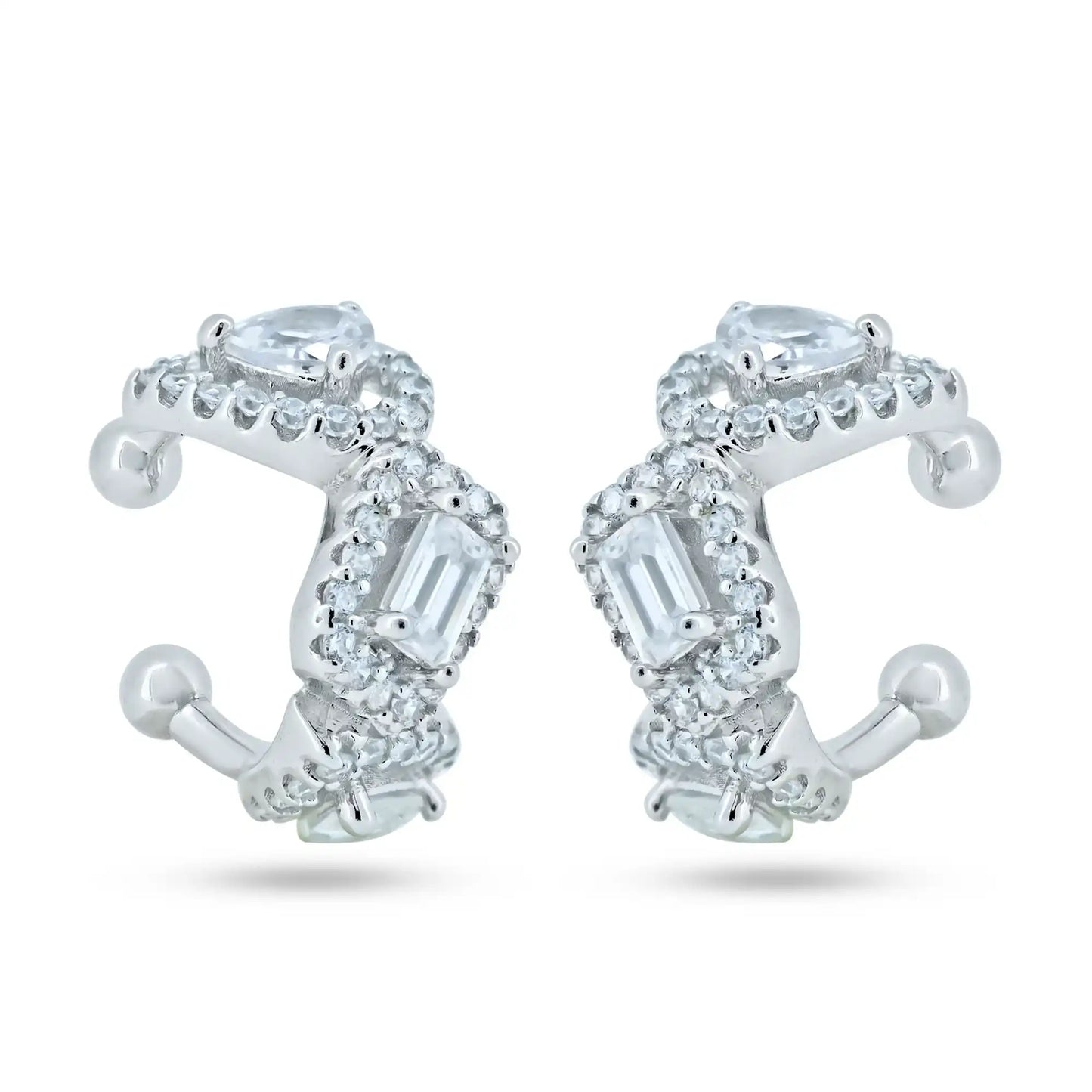 925 Sterling Silver Rhodium Plated CZ Ear Cuff