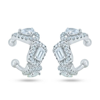 925 Sterling Silver Rhodium Plated CZ Ear Cuff