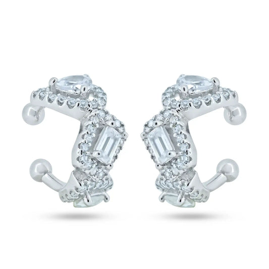 925 Sterling Silver Rhodium Plated CZ Ear Cuff