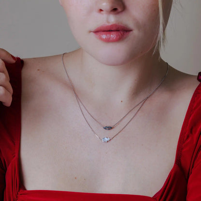 925 Sterling Silver Rhodium Plated Hamsa Hand and Evil Eye Necklace