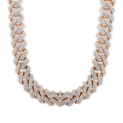925 Sterling Silver Gold Plated CZ Encrusted Square Miami Cuban Link Chain or Bracelet 13mm