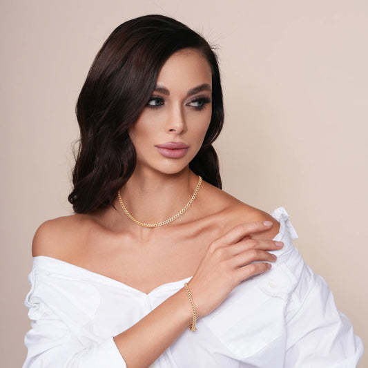 925 Sterling Silver Gold Plated  5.5mm CZ Encrusted Monaco Chain or Bracelet