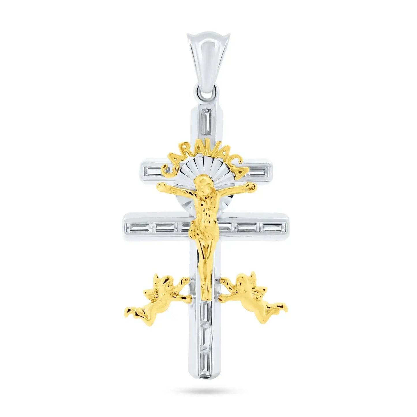 925 Sterling Silver Wholesale 2 Toned Plated Caravaca Cross Pendant