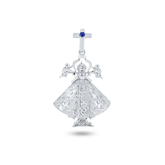 925 Sterling Silver Rhodium Plated Virgen De San Juan De Los Lagos 22mm Pendant