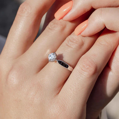 925 Sterling Silver Rhodium Plated CZ Center Stone Ring