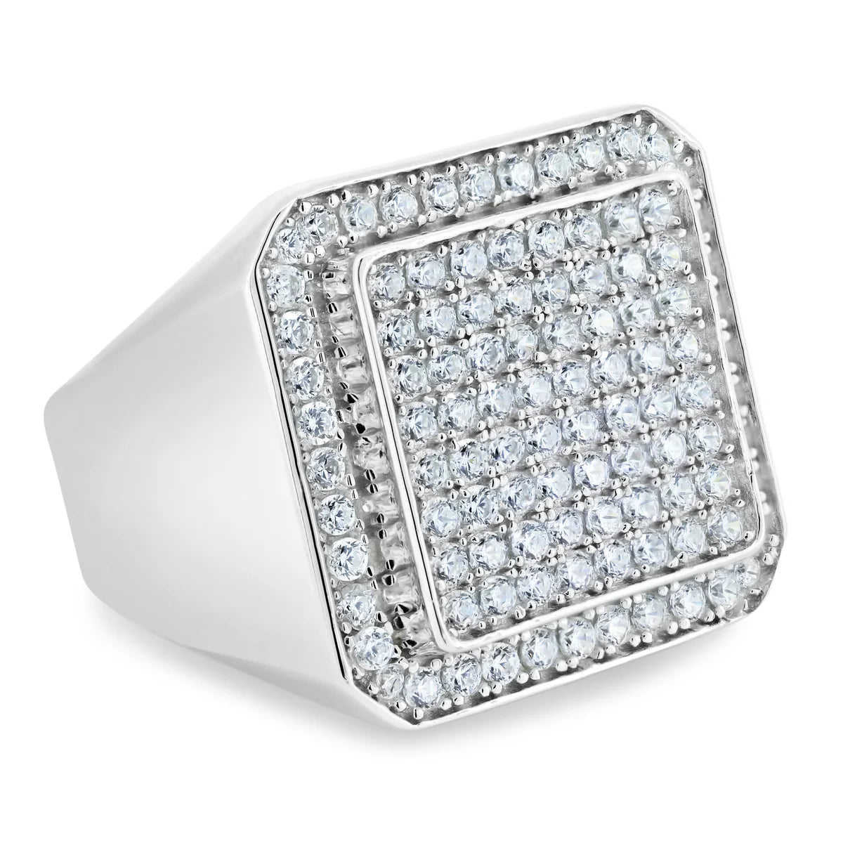925 Sterling Silver Rhodium Plated  CZ Encrusted Ring