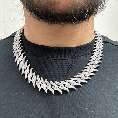 925 Sterling Silver Rhodium Plated CZ Encrusted Spike Barbed Wire 17.9mm